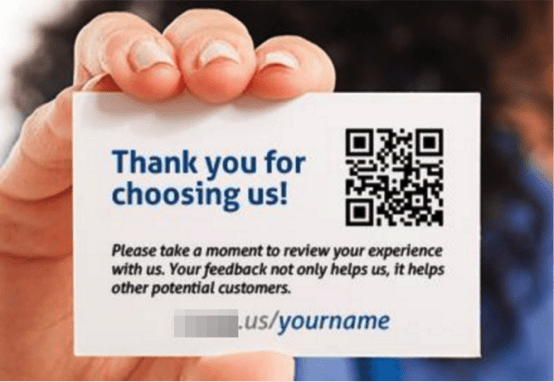 Review website business card