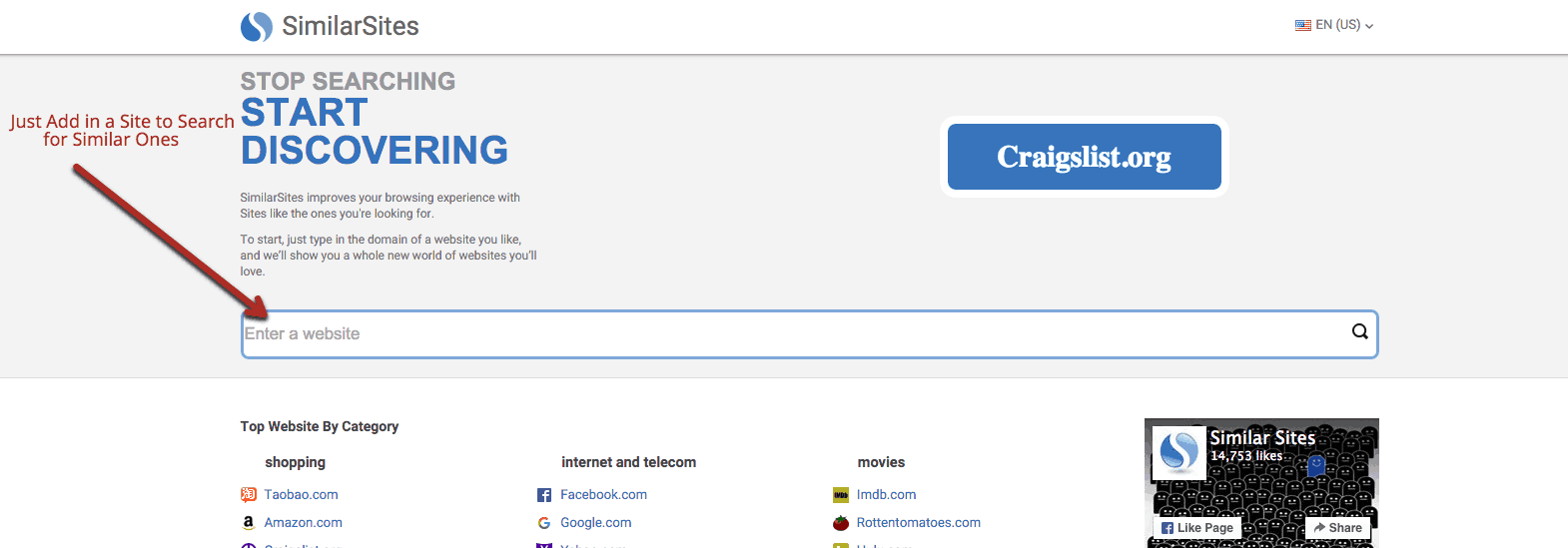 Similiarsites.com for SEO Company research