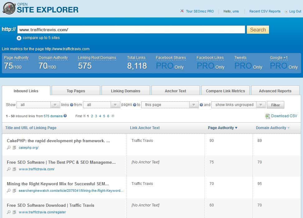 Moz Open Site Explorer