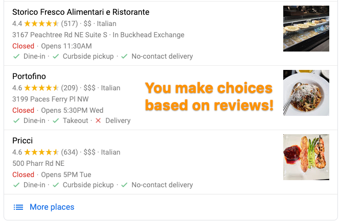 Choices Based on Reviews