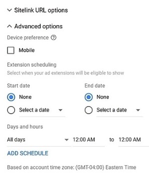 You can schedule some site links to appear only at certain times or days.